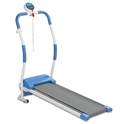 maxVitalis Mini Elektro-Laufband kompakt klappbar mit motorisiertem Anti-Rutsch-Laufband bis 6km/h belastbar bis 100 kg Train