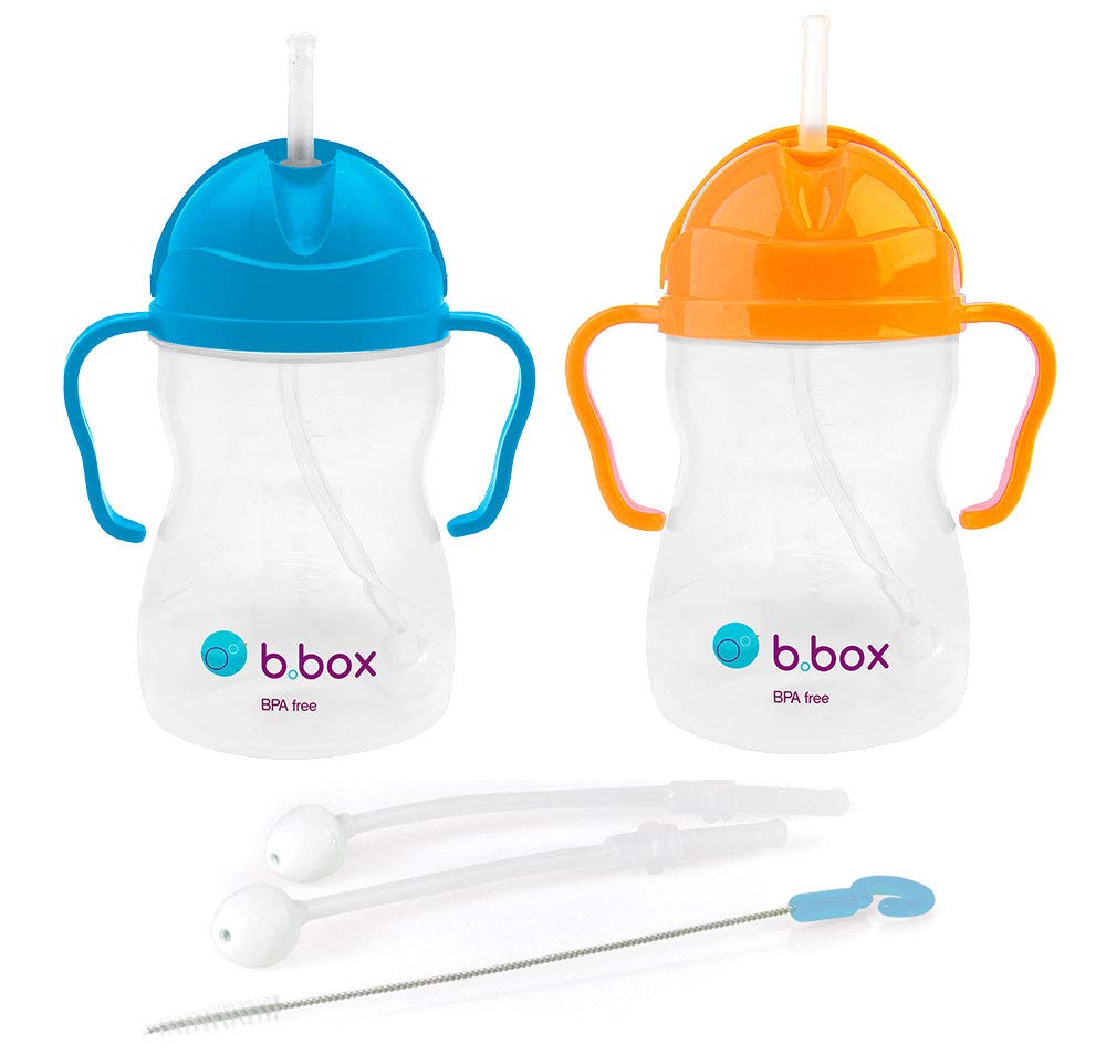 b.box b.box Innovative Weighted Straw Sippy Cup x2 & Replacement Straw Pack Colors