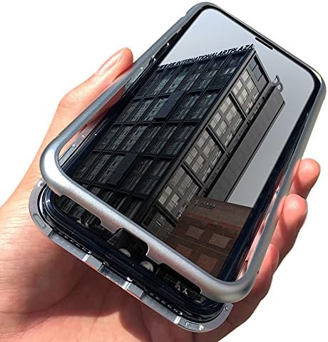 iPhone XR Case, NOHON [Full Body] Slim Fit Ultra-Thin Case Lightweight, [Magnetic Adsorption Technology] [Metal Frame] [Clear Tempered Glass Back] [Support Wireless Charging] for iPhone XR (Silver)