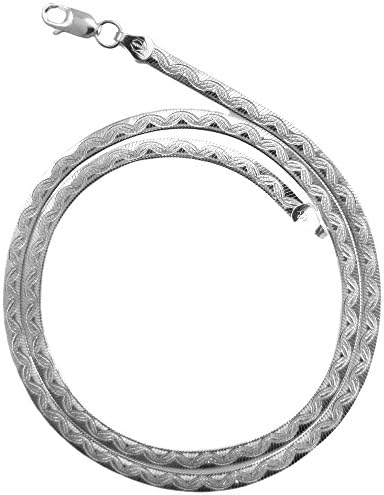 3mm Wave Designed Herringbone Necklace Italian 925 Sterling Silver Chain 16,20 Inches