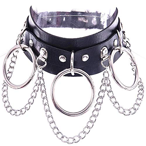 Collare-in-Pelle-Jewelry-Choker-Regolabile-Punk-Breve-Clavicola-Collana-Geometrica-Archetto-Collo-Con-Le-Decorazioni-a-Catena