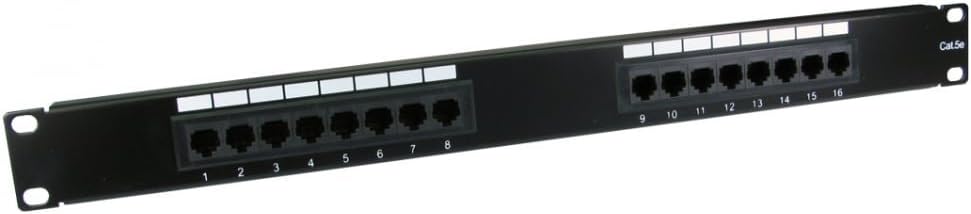 World of Data 16 Port 1U CAT5e Rack Mountable Patch Panel - Backward Compatible