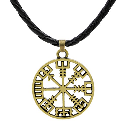 TTKP Amulet Pantgram Rune Norse Viking Odin'S Symbol Of Runic Pendant Necklace Runes Vegvisir Compass Pendant 2 Color