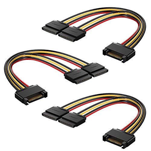 15Pin SATA Power Y Splitter Cable, Dayree 3pcs 8 Inch 15-Pin SATA Male to 2X 15-PIN Female Power Extension Cable Adapter for HDD Hard Drive - Thumbnail 7