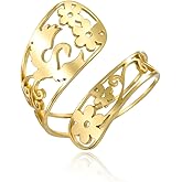 VASSAGO Spoon Rings for Women Stainless Steel Phoenix Ring Adjustable Hollow Flower Ring Stackable Finger Jewelry