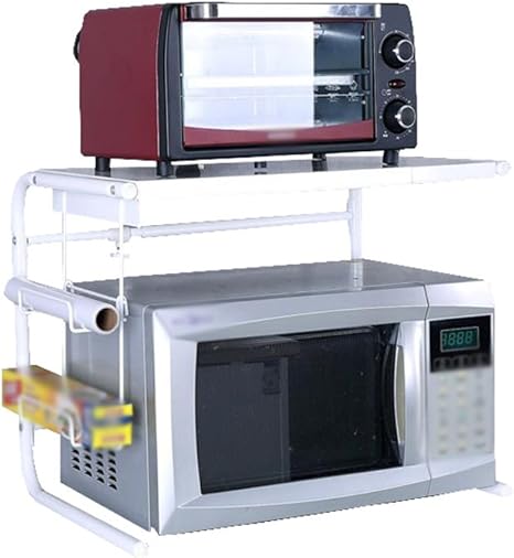 Amazon 拡張可能なキッチンシェルフステンレス製調節可能な2層式ホワイトフロアマウント型電子レンジオーブン炊飯器炊飯器収納棚 キッチンラック オンライン通販