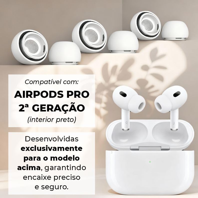3 Pares Iguais Borrachinha Para Airpods Pro Com Tela - Pp Ao G Branco