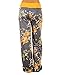 AceIce Women's Comfy Stretch Floral Print Lounge Pants Casual Drawstring Palazzo Pants Wide Leg Pajama Pants (Yellow, Tag 2XL= US 12)