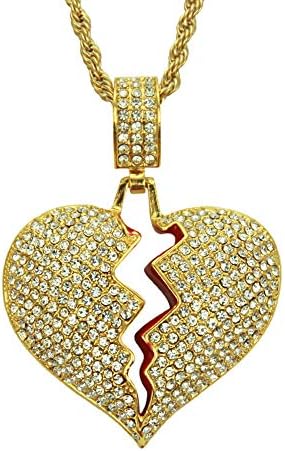 YinXX Unisex Bling Bling Necklace,Hip Hop Heartbreak Necklace Chain for Men Women Fashion Jewelry,24 Inches