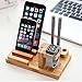 Hornorm Bamboo Docking Station Compatible with Apple Watch Stand, Apple Product, iPhone, 3 in 1 Wooden Desktop Organizer, Charging Stations for Multiple Devices, Cell Phones, Tablets, Pen