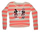 Disney Mickey Minnie Mouse Kissing Juniors Long Sleeve Striped Sweater (XL)