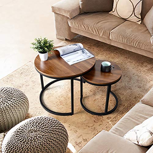 image for amzdeal Coffee Table for Living Room, Set of 2 Nesting Side Coffee Tab