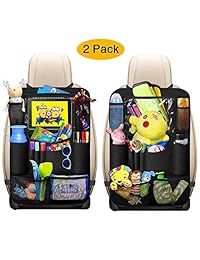 Mixigoo   Organizador de asiento trasero de coche para niños   Fundas organizadoras de coche con protector de pantalla táctil de 10.0 in, soporte para tabletas, grandes bolsillos de almacenamiento, alfombrillas para juguetes, dibujos animados, accesorios