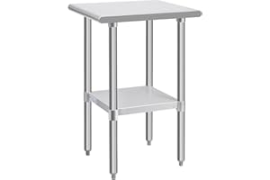 Hally Stainless Steel Table for Prep & Work 24 x 15 Inches, NSF Commercial Heavy Duty Table with Undershelf and Galvanized Le