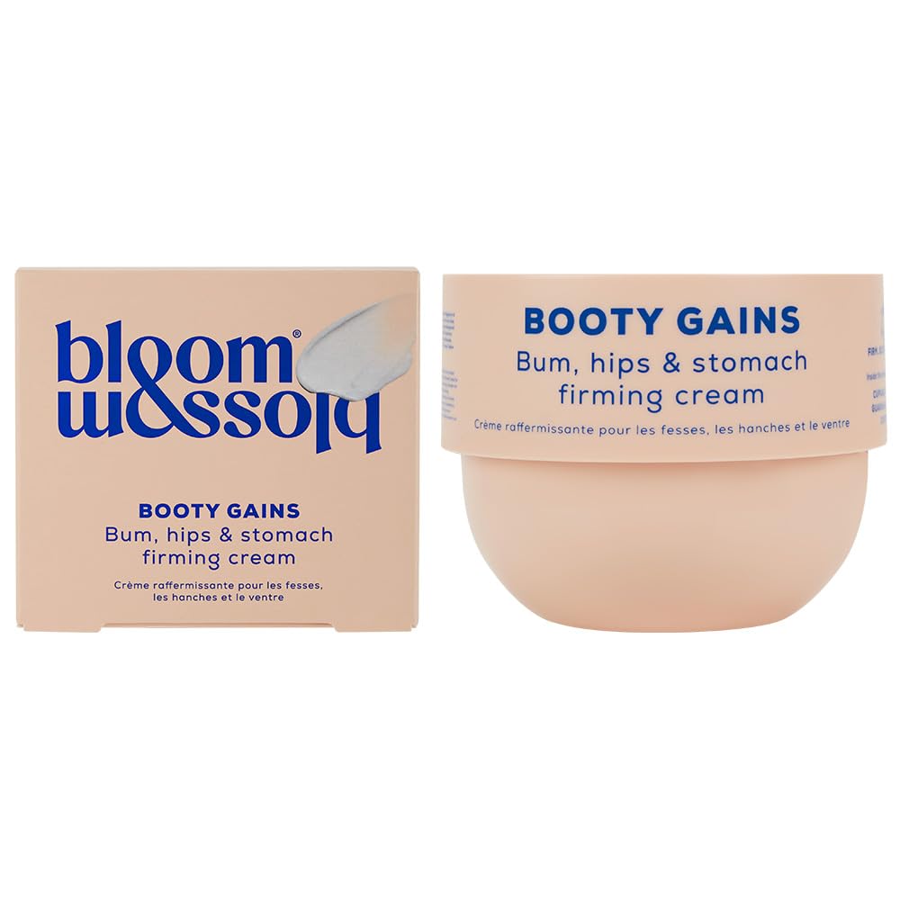 Bloom and Blossom | BOOTY GAINS Firming Cream for Bum, Hips & Stomach, Sculpts, Contours & Hydrates, with Guaraná Extract, Caffeine, Cupuaçu Butter, 240ml