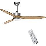Ovlaim 52 Inch Ceiling Fans with Lights and Remote,3 Colors Led Dimmable Light 3 Wood Ceiling fan Low Profile Ceiling Fan Noi