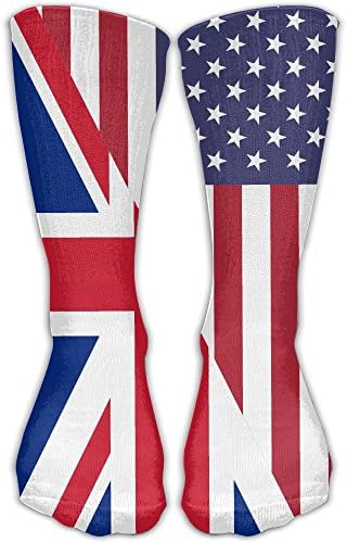 ETcRe Men&amp;Women's USA UK British Flag Fashion Crew Sock Athletic Ankle Dress Sock One Size