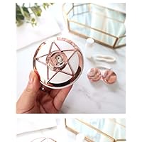 Huasen Mini Shining Pentagram Contact Lens Container Contact Lens Case for Girls (Rosy Golden)