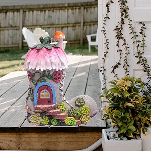TERESA'S COLLECTIONS Boot Fairy House Garden Statues with Solar Light