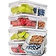 Prep Naturals Glass Meal Prep Containers Glass 2 Compartment 5 Pack - Glass Food Storage Containers - Glass Storage Container