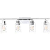 Savoy House 8-2149-4-11 Lambert Modern Clear Glass Bathroom Vanity Wall Light, 4-Light 240 Total Watts, 10" H x 31" W, Polish