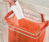 Drhob 1pc creative stainless steel trash rack door back type multi-functional kitchen receive hook hang dishcloth after the cabinet door frame (color: silver)