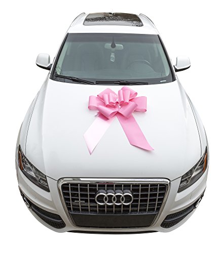 Mavo Rainbow Big Car Bows 23'' Pink and Red Large Ribbon Pull Bows Huge And Beautiful Giant Bow For New Vehicle Birthday Presents ,Weddings And Pretty Decorations with Suction Cup