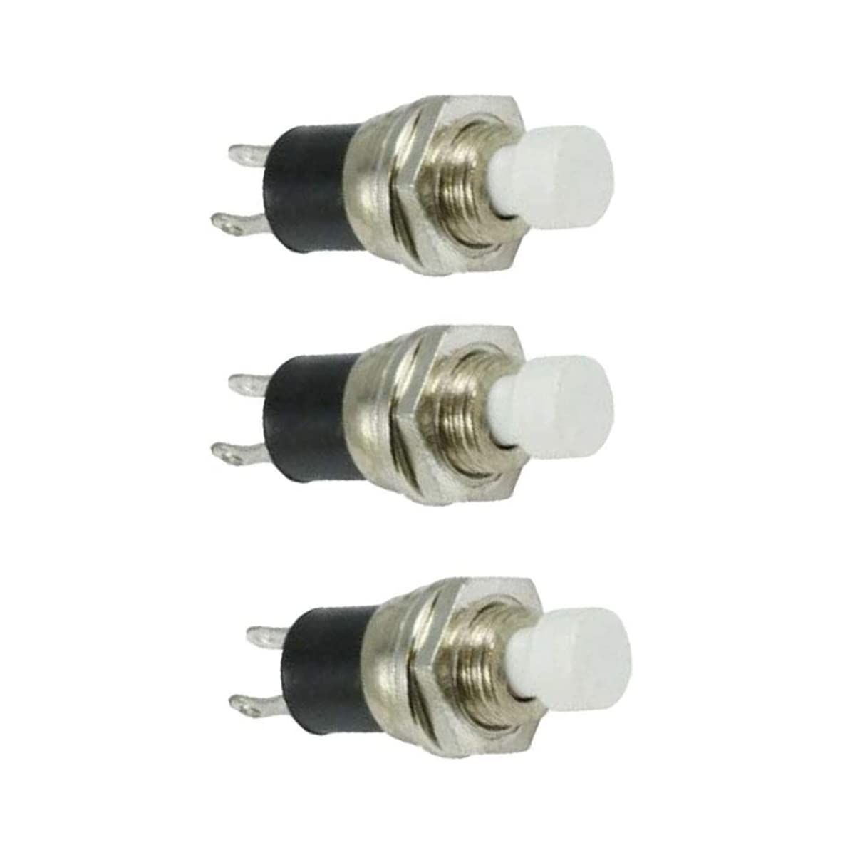 3 Pcs Miniature Push Button Mini Momentary Push Button SPST Reset Switch On Off Switch To Make/Push To Break White