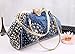 COOFIT Women's Denim Blue Knitted Top Handle Handbags with Shiny Rhinestone