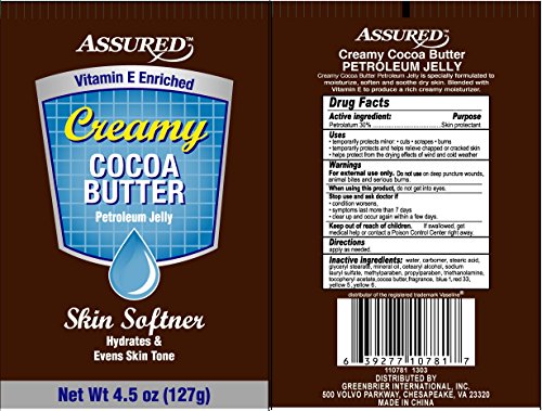 Pack of 4 Assured Creamy Cocoa-Butter Petroleum Jelly 4.5-oz. Tubes