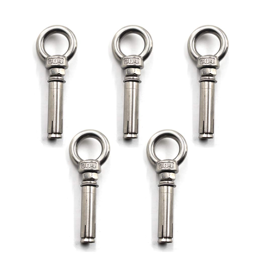 304 Stainless Steel Ring Lifting Expansion Shield Anchor Eye Bolt Expansion Screw (5PCS)
