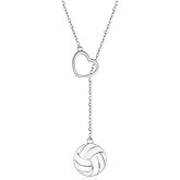 925 Sterling Silver Volleyball Softball Baseball Necklace Pendant Heart Jewelry Gifts for Women Player Lover