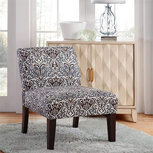 Carver 1006-01-F15 Avington Midnight Scroll Slipper Chair, One, Blue, White, Black, and Tan