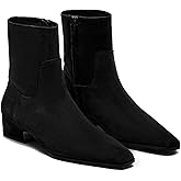 RJYLP Women's Ankle Boots Square Toe Low Chunky Block Heel Booties Comfortable Short Boots Side Zipper Booties Shoes