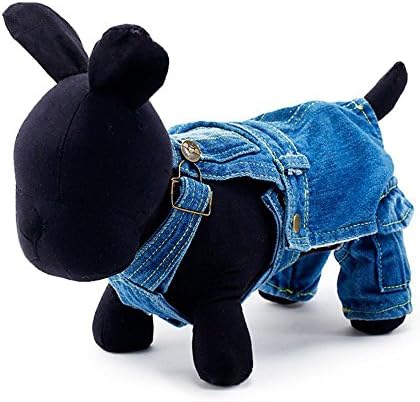 LUCKSTAR Pet Coverall Jeans Winter Autumn Dog Jeans Rompers Jeans Pants with Strap Jumpsuit Clothes Apparel for Bichon Poodle