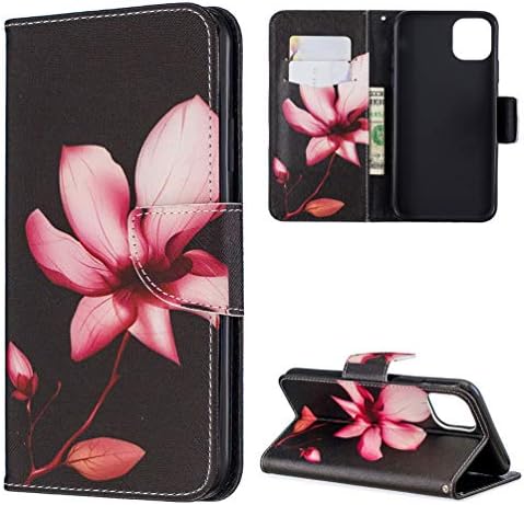 Badalink iPhone 11 Pro Max Wallet Case, Painting Leather Folio Case Flip Cover with Stand Feature Card Slots, Slim Lightweight Shockproof iPhone 11 Pro Max Case for Girls Women - Pink Flower
