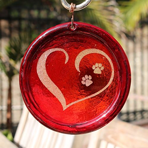 4-Inch Etched Tiny Puppy Paw Prints In An Open Heart Suncatcher from our Valentines Collection - Made In the USA. A Great Gift For Anyone. Colorful Suncatchers Bring a Room or View To Life.