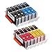 Arthur Imaging Compatible Ink Cartridge Replacement for Canon CLI251XL for use with PIXMA MX922 MG5520 (3 Black, 3 Cyan, 3 Yellow, 3 Magenta, 12-Pack) - CLI251(12)