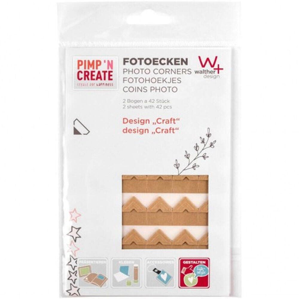 walther Design Photo Corners Brown 2 Sheets with a 42 Photo Corners PIMP AND CREATE FE084P