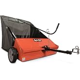 Agri-Fab 44 In Tow-Behind Lawn Sweeper with 28 Cu Ft Flow-Through Hopper Bag, Adjustable Brush Height, and Dump From Seat Handle