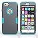 E LV Full Body Shock Absorption Hybrid Armor Protection Defender Case for Apple iPhone 6S / 6 Bundle with Stylus and Microfiber Cleaning Cloth - Grey/Turquoise