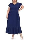 Moon Wood Women's 2025 Plus Size Casual Dress Crew