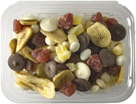 Happy Snacks Banana Split Trail Mix - Strawberries, Banana Chips, Chocolate Wafers, Yogurt Raisins, Pineapple and Peanuts - Resealable Plastic Tub - 1 Pound (16 oz)