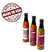 Thoughtfully Gifts, Star Spangled Hot Sauce, All-American Hot Sauce Varieties, Set of Cayenne Pepper, Garlic, and Jalapeno Flavors, Set of 3, 3 Fluid Ounces Each