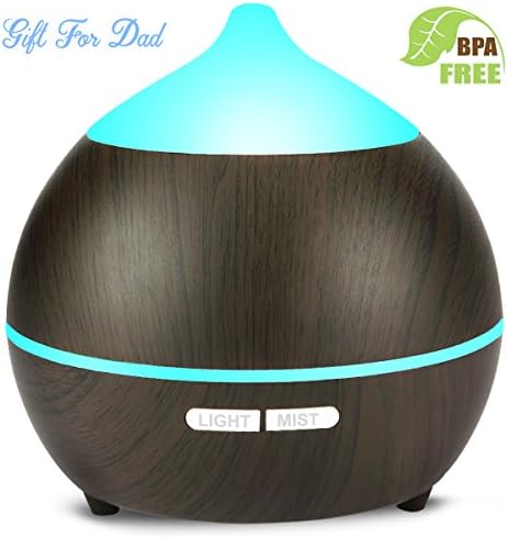 Essential Oil Diffuser, Mulcolor 250ml Wood Grain Aromatherapy Diffuser Ultrasonic Aroma Diffuser Cool Mist Humidifier with Low Water Auto Shut-off, 7 Color LED, Perfect for Father's Day Gift Home Spa