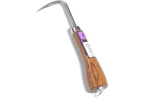 Nisaku NJP955 Nekaki Ippondume Handheld Single Claw Cultivator, Japanese Stainless Steel Tine Length 1.5-Inch, 5.5-Inch Polished Wood Handle