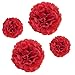 Valentine Red Tissue Paper Flower Pom Pom Balls.12 and 14 Inch Holiday Party Favor Flower Balls Hanging Decor Party Decoration. 8 Pack. Great DIY Kit For Parties,Birthdays,Weddings,Bridal Showers Etc.
