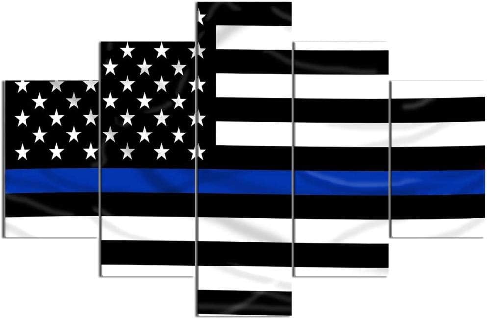 DXZJN Bild Auf Leinwand 5 Teilig Leinwanddrucke Schwarzweiss-Blaues