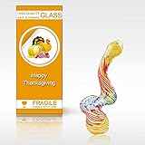 SMKPIP 4.3 inch Tall Curved Tube, Recreational Art Collectable Portable Handmade Glass