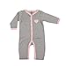 Hudson Baby Ruffle Union Suit - Pink and Black Stripe, 6-9 months